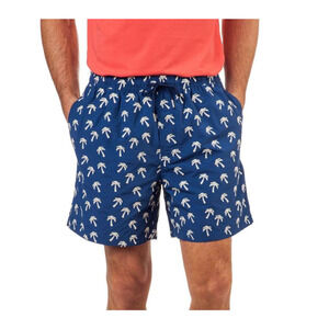 Southern‎ Tide The Skipjack Swim Trunks Navy with White Palm Trees, Medium